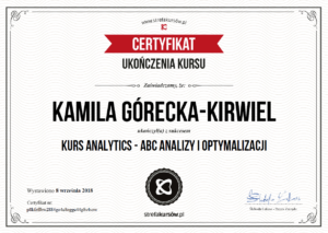 Kamila Górecka-Kirwiel Specjalista Google Analytics
