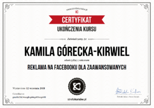 Kamila Górecka-Kirwiel Specjalilsta Facebook Ads